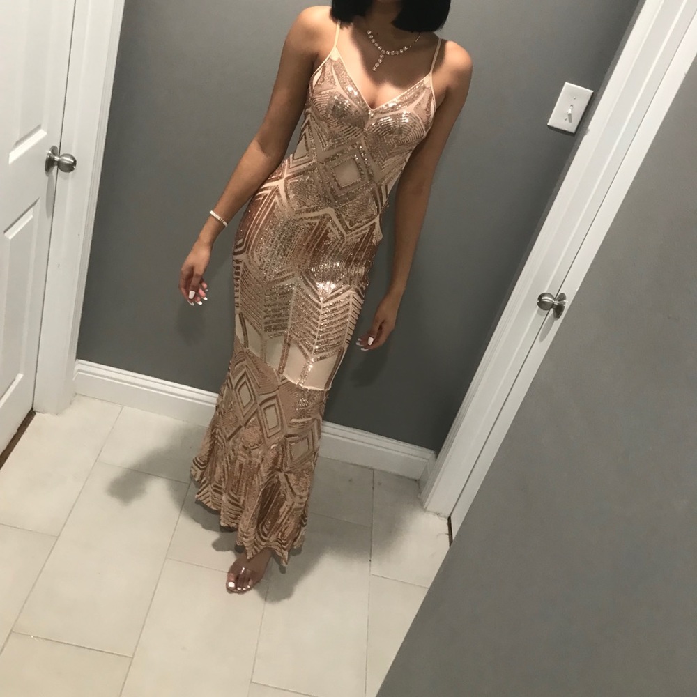 Rose gold sequin gown